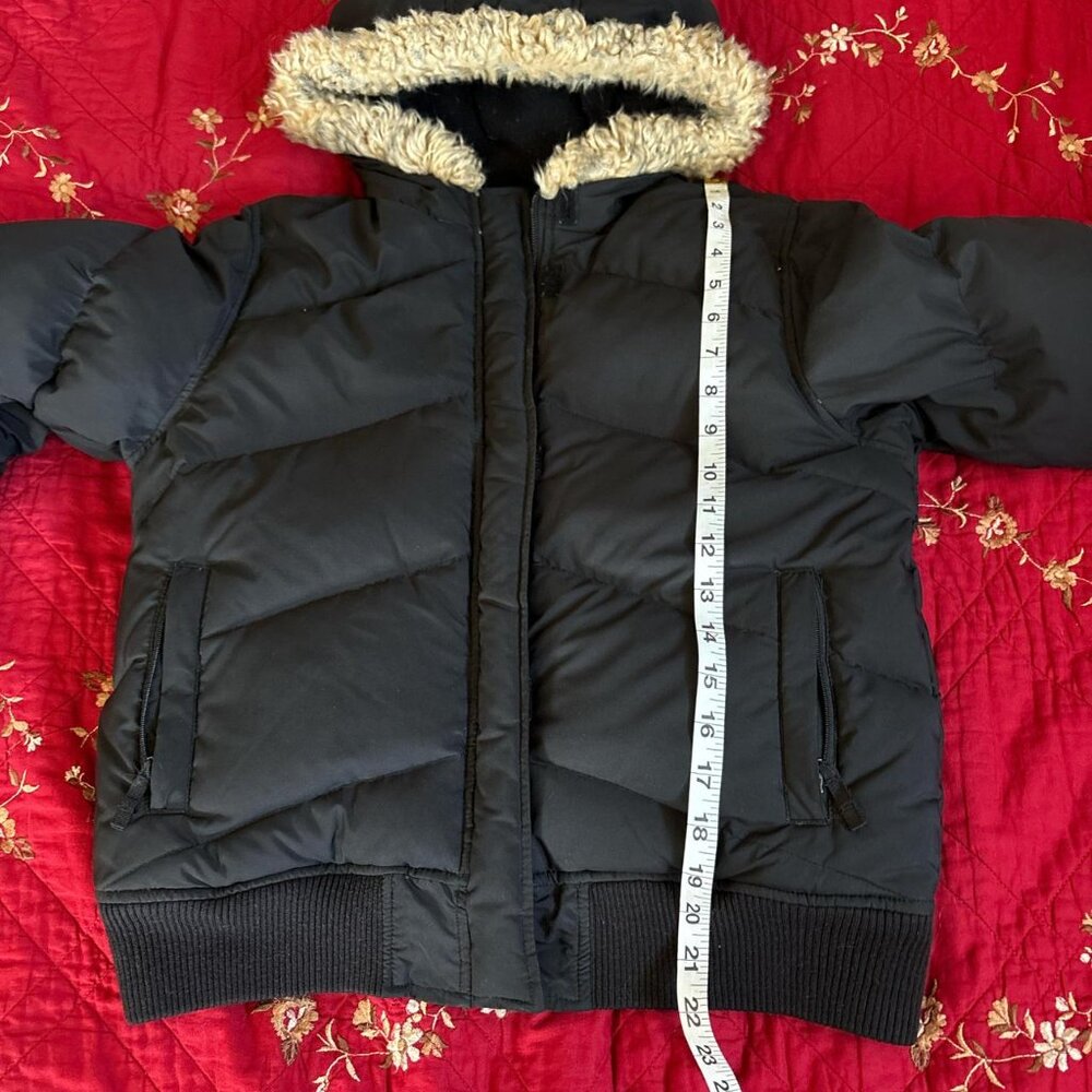 Black vintage old navy puffer jacket with hood and tan faux fur lining puffer - Picture 4 of 5